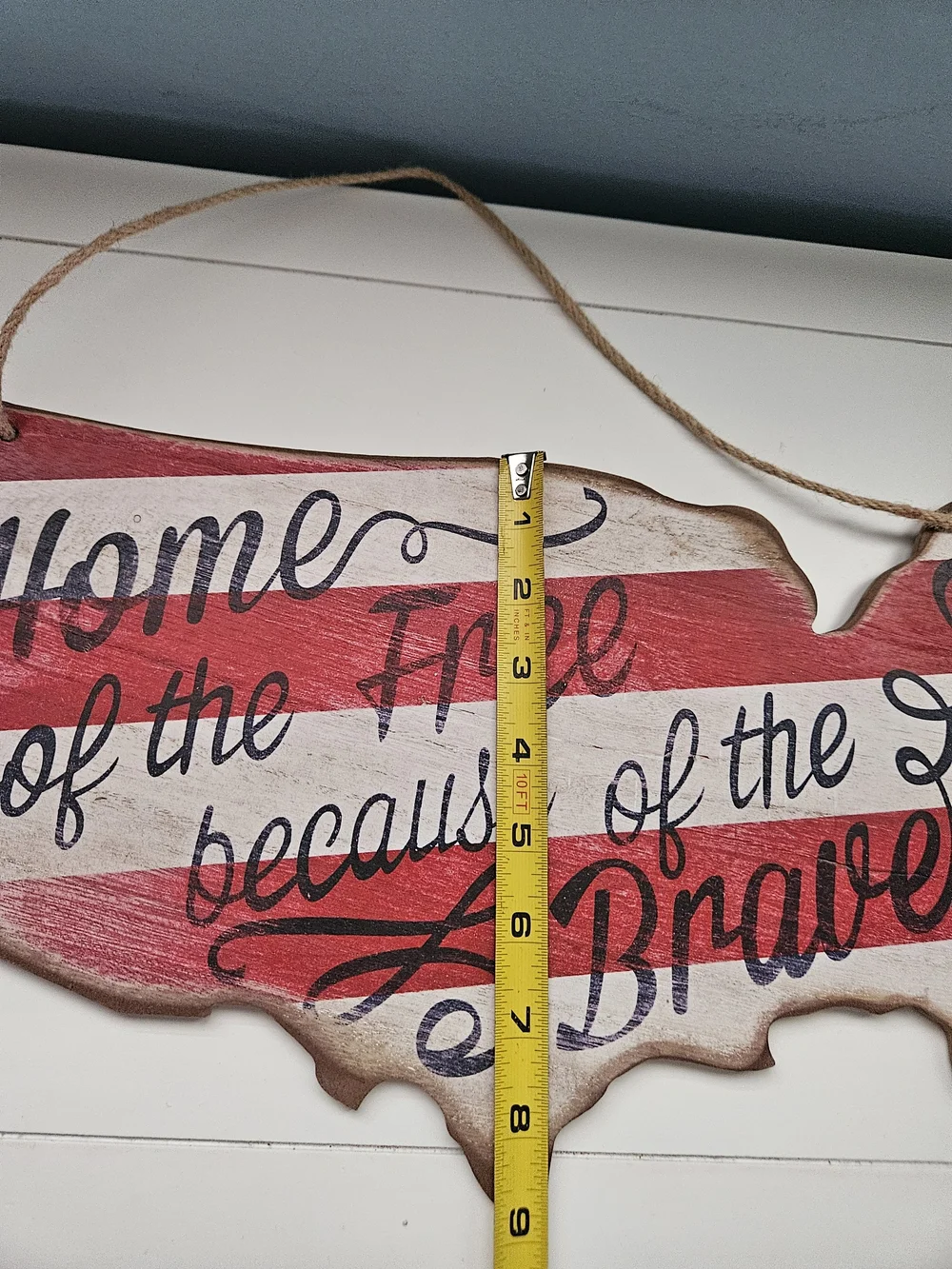Patriotic Red and White USA Wall Sign - Home the Free Because of the Brave